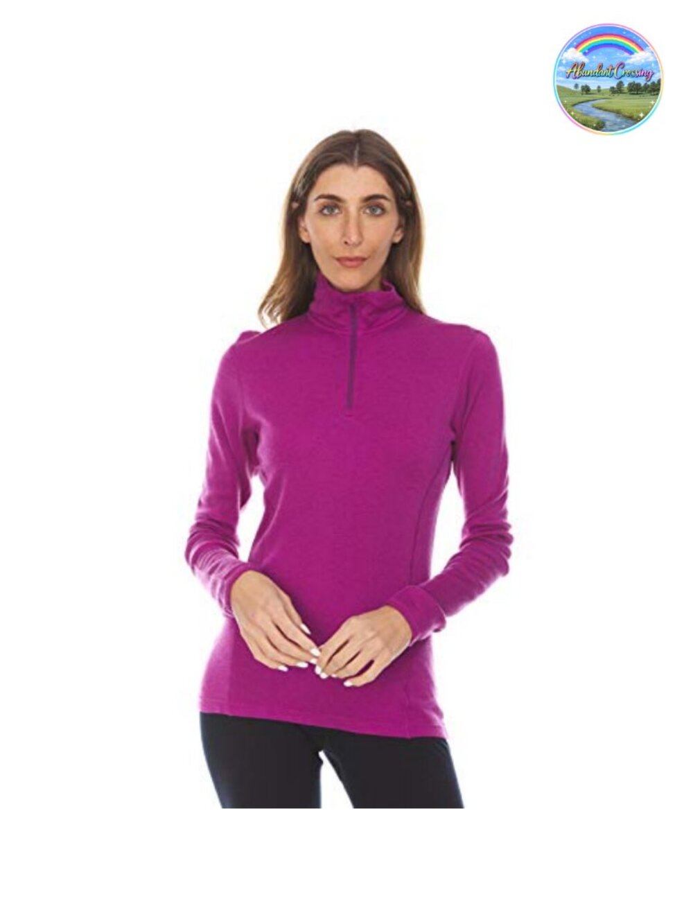 100% Merino Wool Women's 1/4 Zip Midweight Base Layer Top